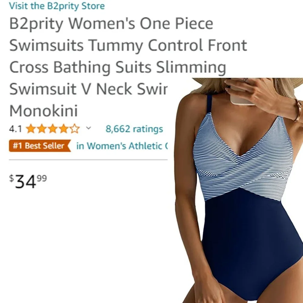 B2PRITY Front Cross Slimming Swimsuit NEW WITH TAGS! - Picture 11 of 13